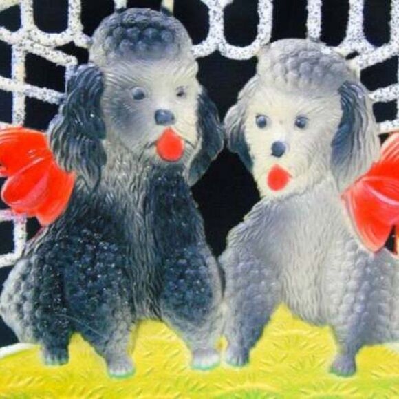 Poodles Vintage 1950s German Die Cut - Picture 2 of 9